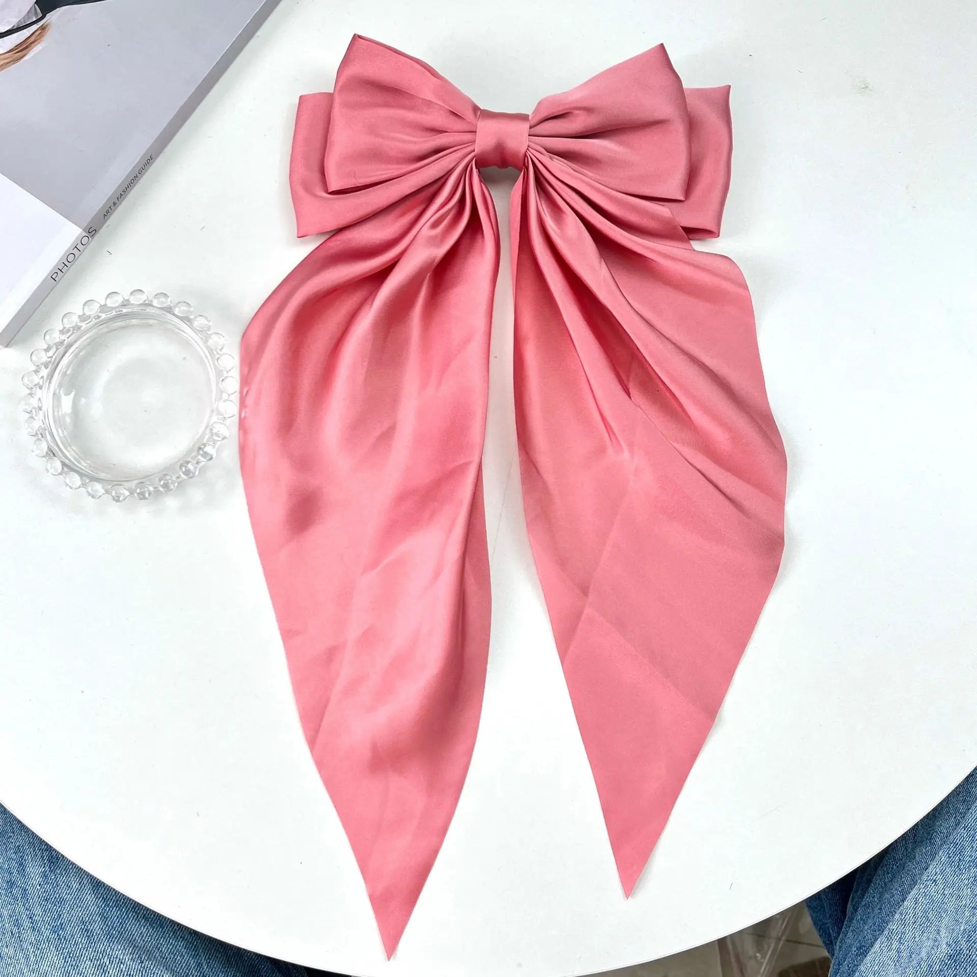 Hair Bows for Women, Big Bow Hair Clips for Girls, Silky Satin Hair Bows Clips Oversized Long Tail, Large Hair Barrettes Cute Ae